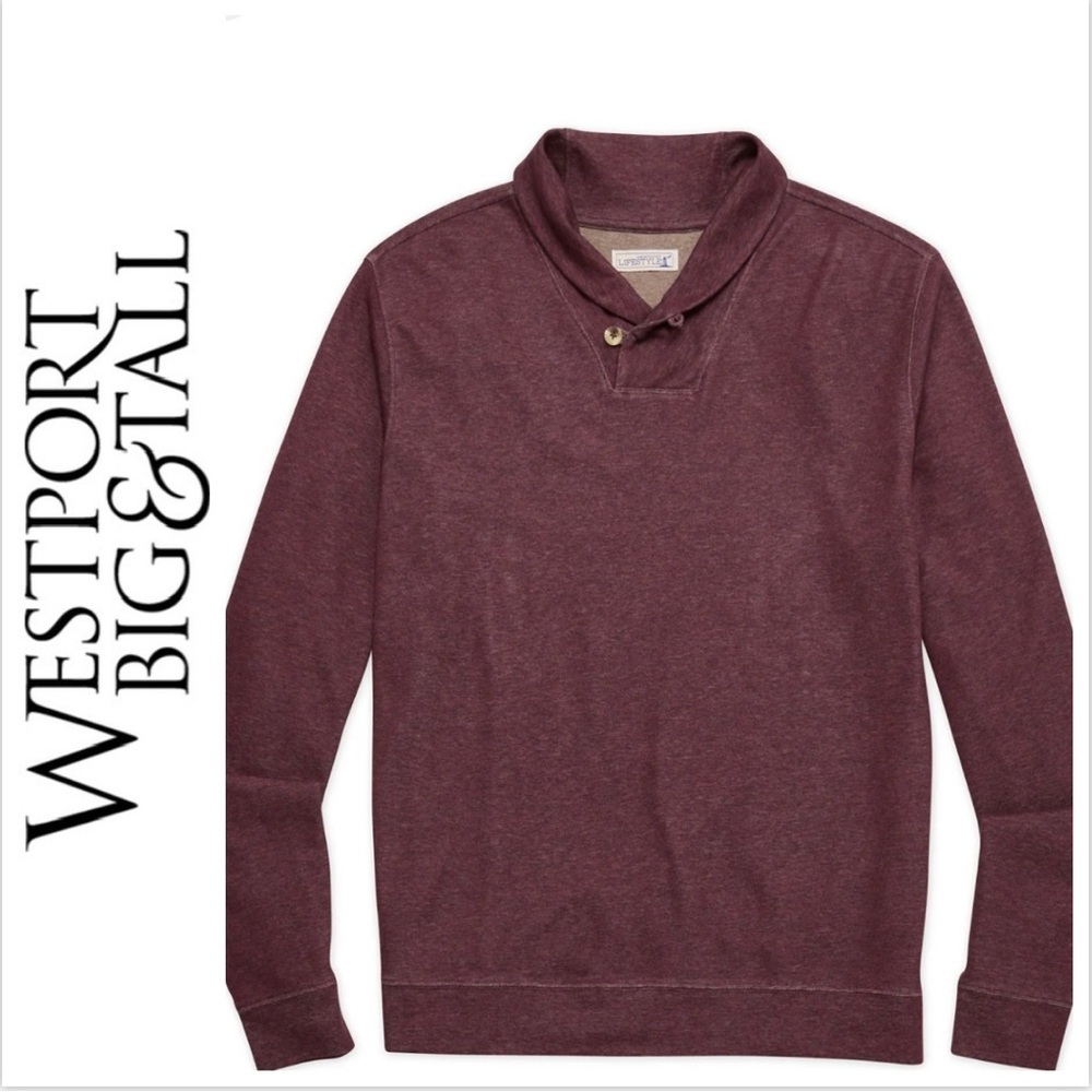 Westport Pullover Jersey Maroon Shawl Collar 2XLT stretch business casual comfy